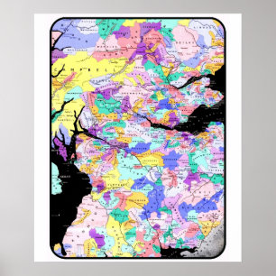 Póster Escocia Mapa Escocia Nombres de clanes escoceses I