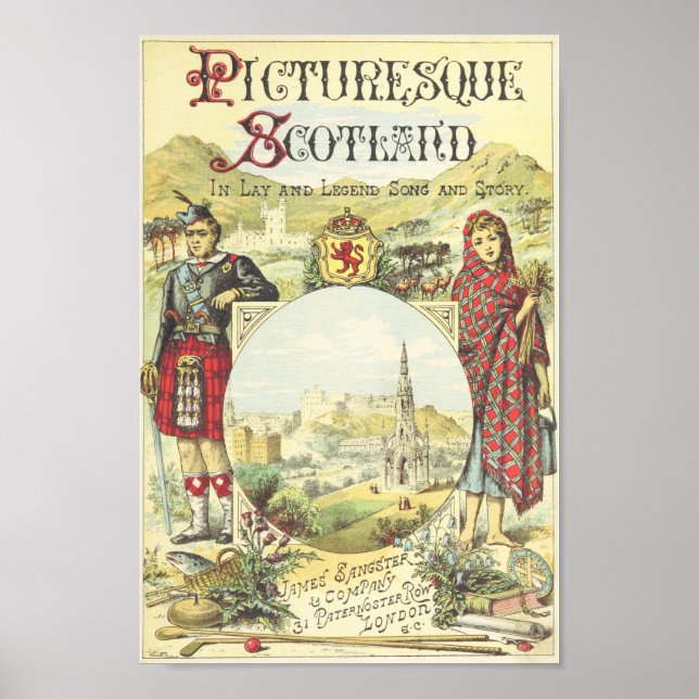 Póster Escocia pintoresca - Ilustracion de época (Frente)