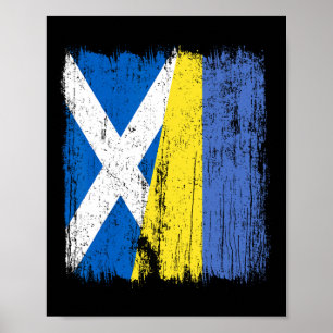 Póster Escocia Ucrania Media Bandera Escocesa Herencia Uc