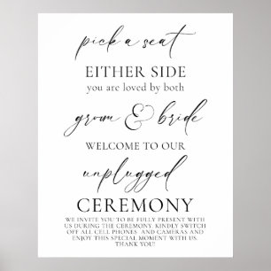 Póster "Escoge un asiento, ceremonia Boda desconectada