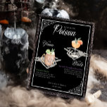Póster Escoja sus cócteles de esqueleto envenenado de Nov<br><div class="desc">Nada grita "¡Lo hago!" como un cartel de bebidas góticas inspiradas en Halloween. Prepárense para una celebración hermosa como ninguna otra con nuestro esqueleto "Hasta la muerte nos hacen parte" y florido tema gótico de Halloween novia y novio firma bebe gótico cartel de boda. Nuestro hermoso gótico escoge tu veneno...</div>