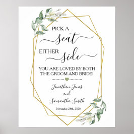 Póster Escoja un asiento a cada lado de la ceremonia boda