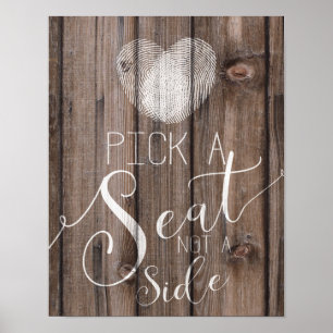 Póster escoja un asiento que no sea un signo de boda de m