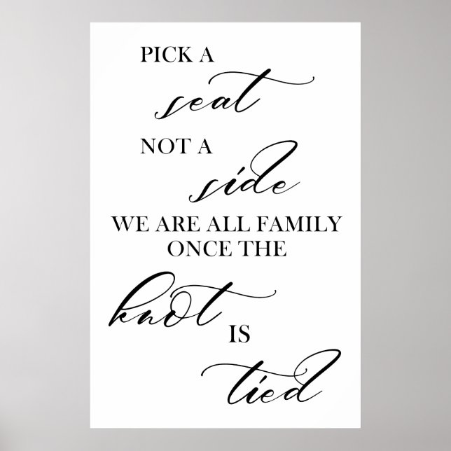 Póster escoja un asiento y no un boda lateral (Frente)