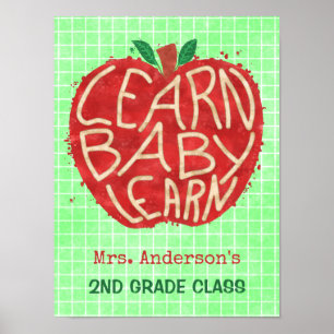 Póster Escolar de Apple   Aprender bebé   Nombre