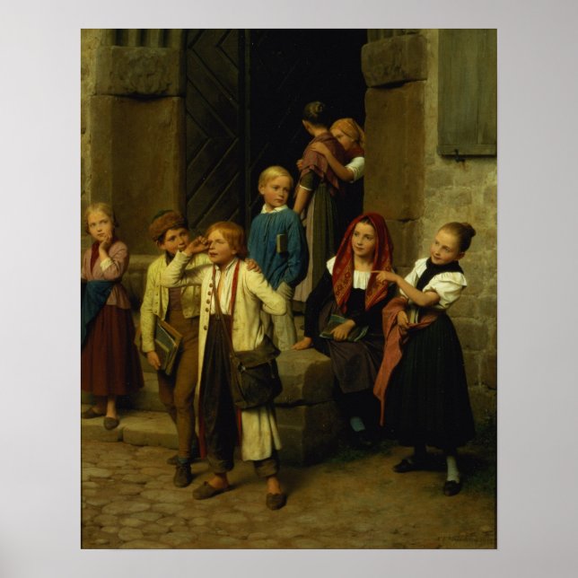 Póster Escolares viendo un niño llorando, 1861 (Frente)