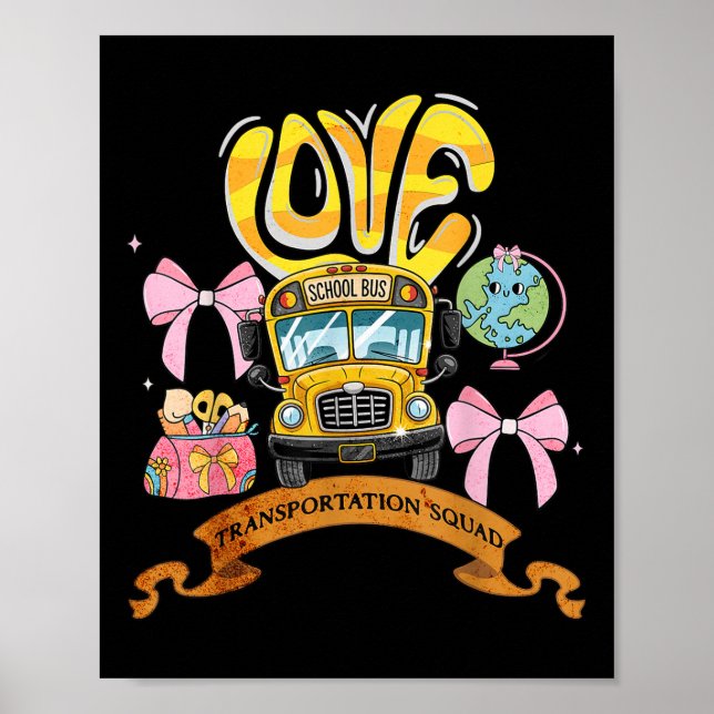 Póster Escolta de Transporte Doodle Ayudante de Autobús d (Frente)