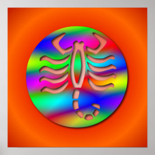 Póster Escorpio Arcoiris Color Zodiaco Escorpio