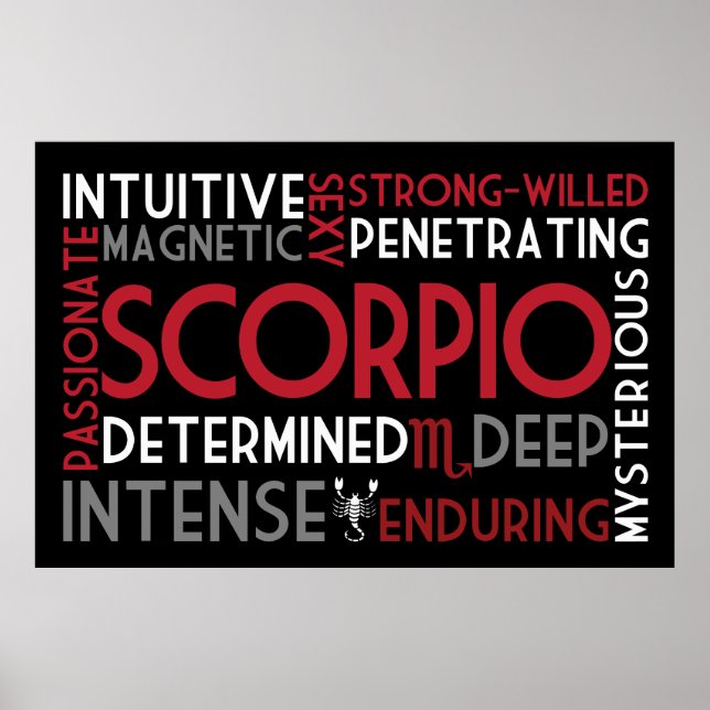 Póster Escorpio Astrología Word Collage Print (Frente)