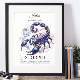 Póster Escorpio Elegante y Elegante acuarela Zodiac