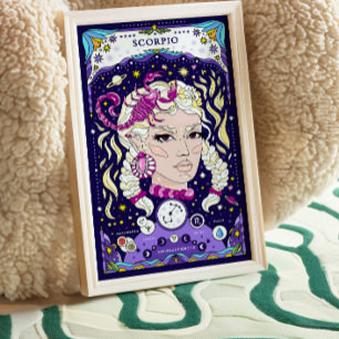 Póster Escorpio Poster de Rótulo zodiaco - Intenso y Agua