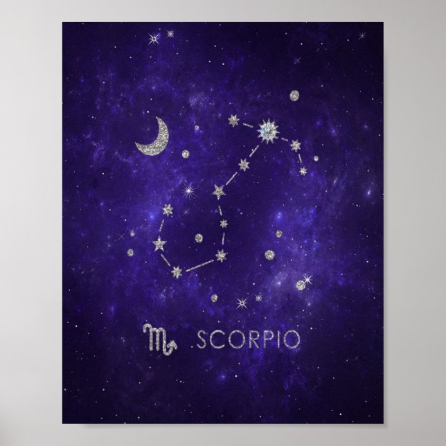 Póster Escorpio púrpura zodiaco | Horoscopio Astrológico  (Frente)