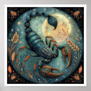 Póster Escorpio Signo Zodiacal Astrología Celestial