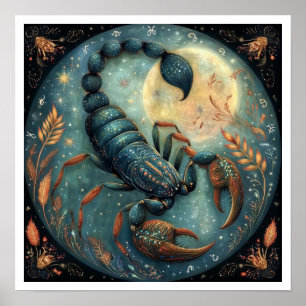 Póster Escorpio Signo Zodiacal Astrología Celestial
