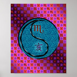 Póster Escorpio y barba de agua