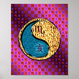 Póster Escorpio y barra de fuego