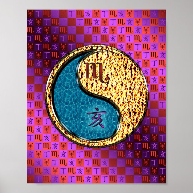 Póster Escorpio y barra de fuego (Frente)