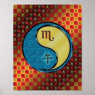 Póster Escorpio y caballo Metalizado