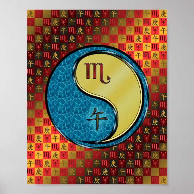 Póster Escorpio y caballo Metalizado (Frente)