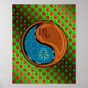 Póster Escorpio y cabra de madera