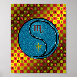 Póster Escorpio y mono de agua