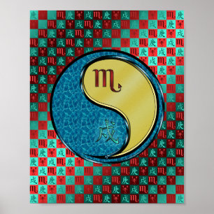 Póster Escorpio y perro Metalizado