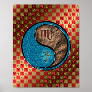 Póster Escorpio y rata de la Tierra