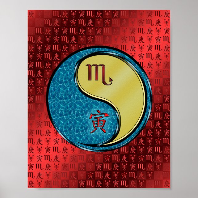 Póster Escorpio y tigre Metalizado (Frente)