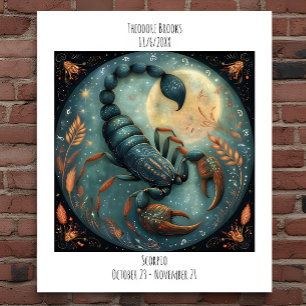 Póster Escorpio Zodíaco Astrología Nombre y Cumpleaños