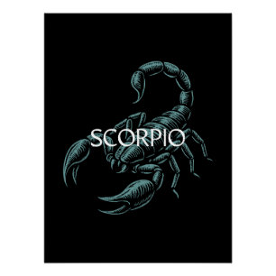 Póster Escorpio Zodiaco – Escorpión Vintage en Verde Azul
