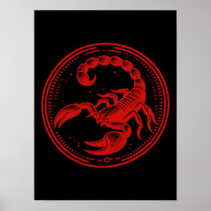 Póster Escorpión Rojo Astrología Signo Zodiacal Escorpio