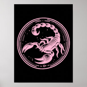 Póster Escorpión Rosa Astrología Signo Zodiacal Escorpio