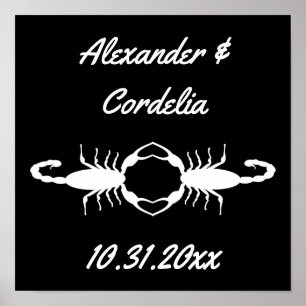 Póster Escorpiones blancos góticos de boda personalizados