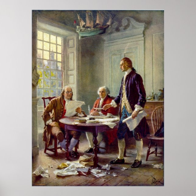 Póster Escribiendo la Declaración de Independencia 1776 (Frente)