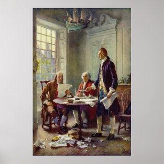 Póster Escribiendo la Declaración de Independencia de los