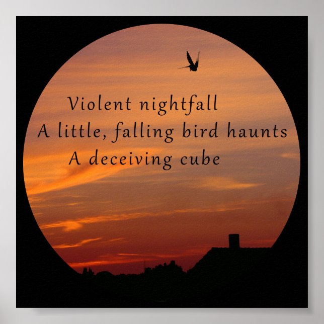 Póster Escribiendo la foto original Haiku Poemas Bellas A (Frente)