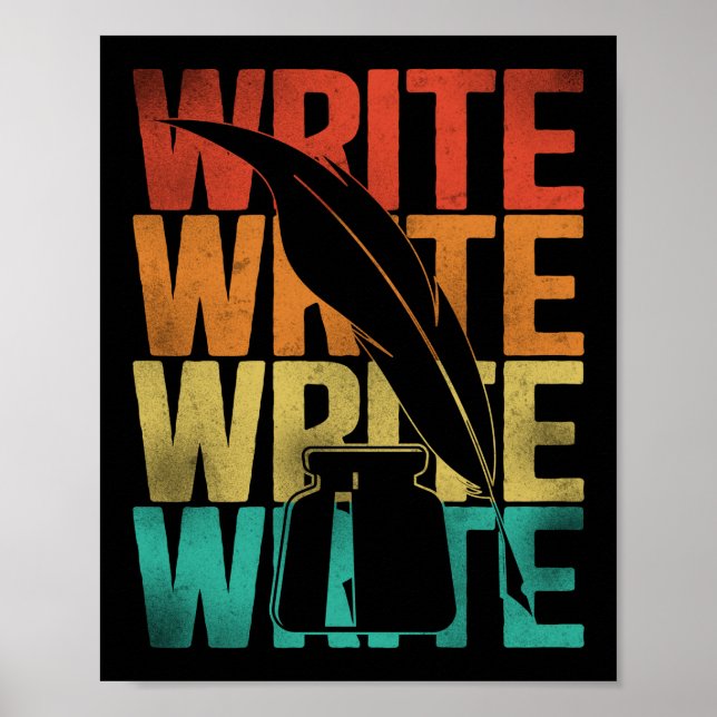 Póster Escribir autor Escribir Retro Vintage (Frente)