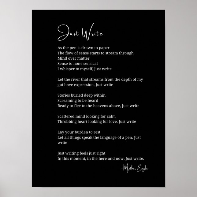 Póster Escribir poema inspirador poster de pared (Frente)