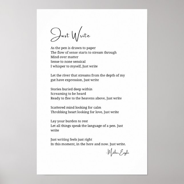 Póster Escribir poema inspirador poster de pared (Frente)