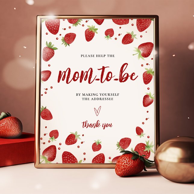 Póster Escribir tu dirección Rótulo Baby Shower Strawberr (Subido por el creador)