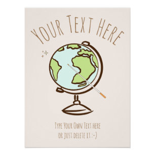 Póster Escritorio Globe. Profesor de Geografía. Plantilla