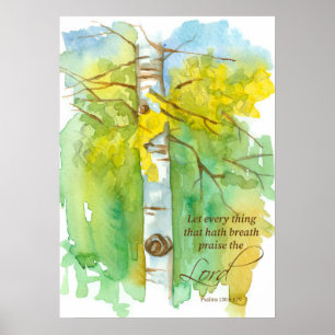 Póster Escritura Biblia Salmos 150:6 Otoño Árbol de Aspen