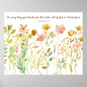 Póster Escritura Bíblica 1 Tesalonicenses 5:11 Flores sil