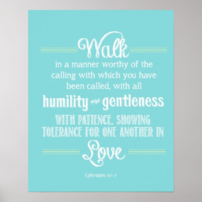 Póster Escritura bíblica efesios 4:1-2 (Frente)