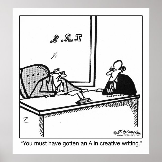 Póster Escritura creativa sobre la devolución de impuesto (Frente)