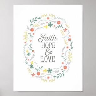 Póster Escritura cristiana de la guirnalda del amor de la