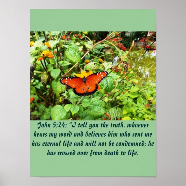 Póster Escritura Cristiana Juan 5:24 (Frente)