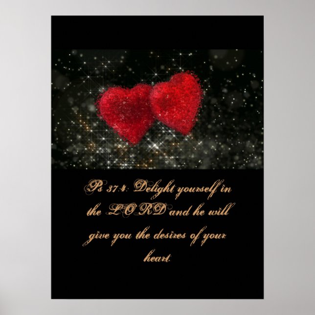 Póster Escritura Cristiana Ps 37:4 (Frente)