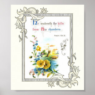 Póster Escritura cristiana y flores bonitas