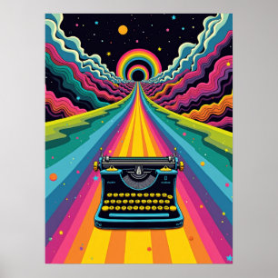 Póster Escritura de arcoiris en carretera - Surrealismo d